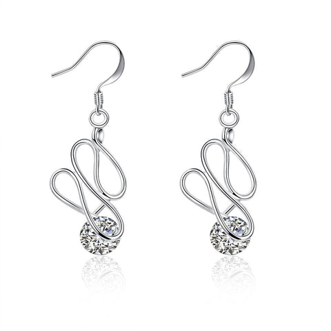 18K White Gold Plated Abstract Circular Drop Earring