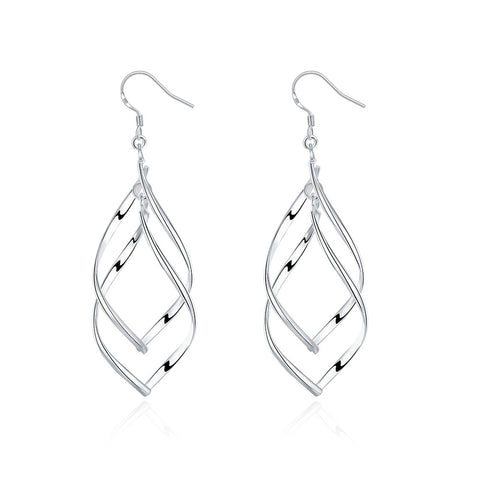 18K White Gold Plated Spiral Interlocking Earring