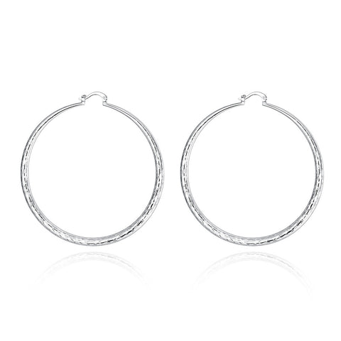 18K White Gold Plated Large Gap Classic Hoops