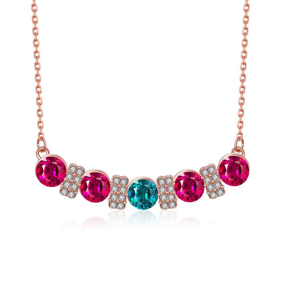 18K Rose Gold Plated Multi-Gem Bar Necklace