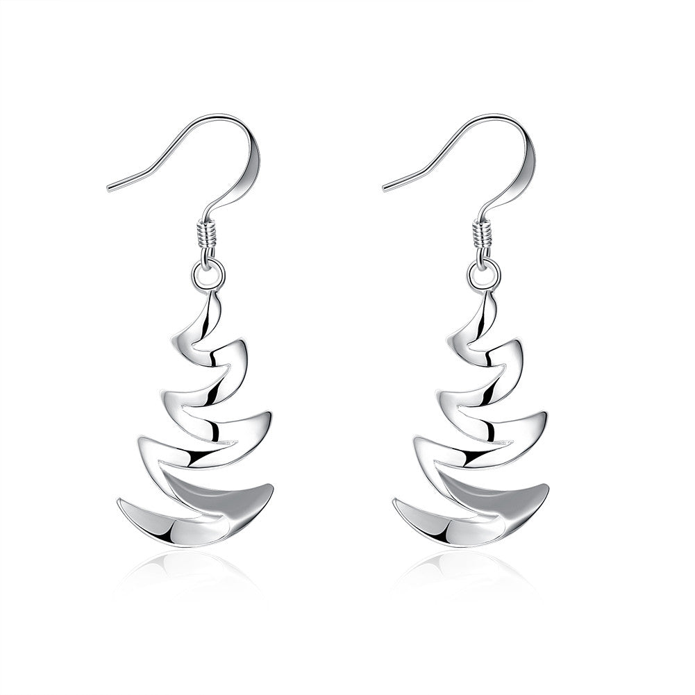 18K White Gold Plated Zig-Zag Drop Earring