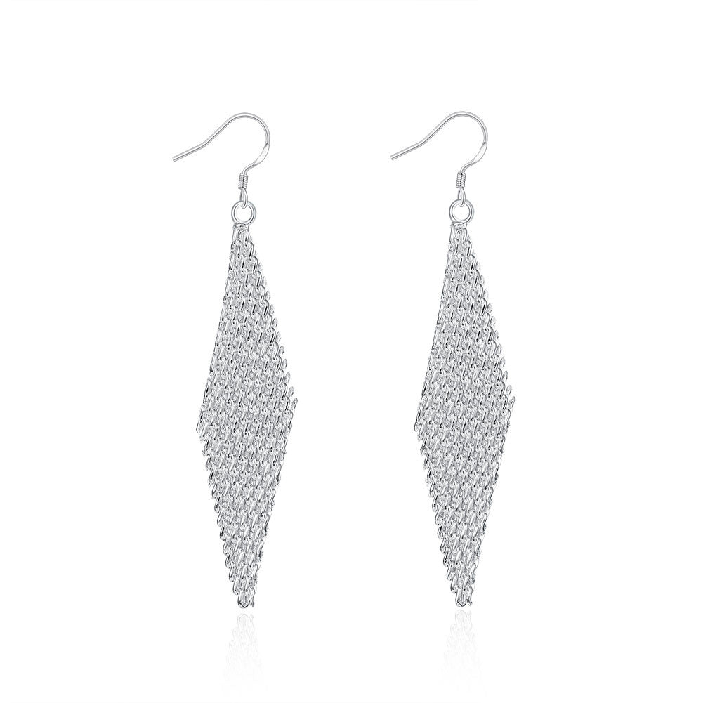 18K White Gold Plated Drop Triangular Earring