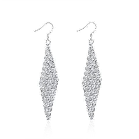 18K White Gold Plated Drop Triangular Earring