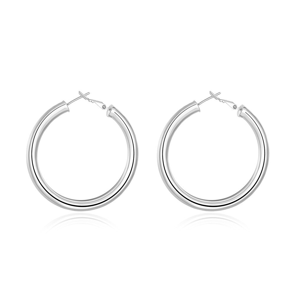 18K White Gold Plated London Inspired Hoops