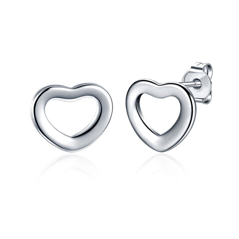 18K White Gold Plated Heart Shaped Stud Earring