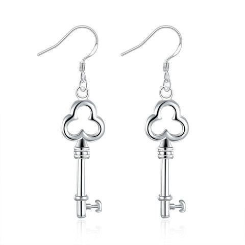 18K White Gold Plated Keychain Pendant Earring