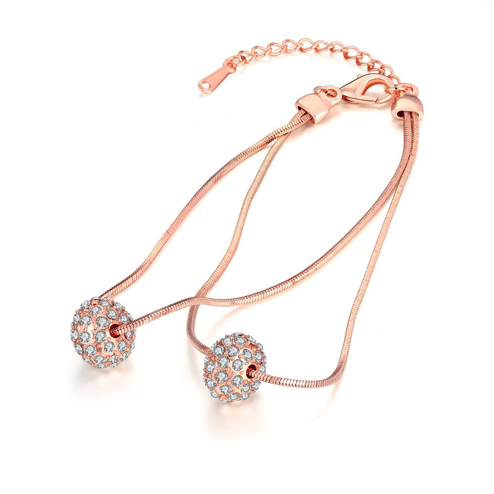 18K Rose Gold Plated Crystal Pava Ball Bracelet