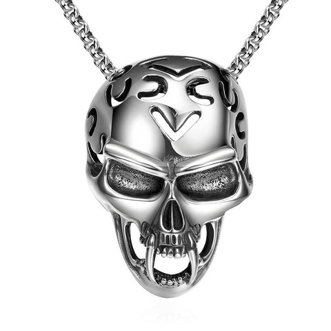 Skull Helmet Emblem Stainless Steel Necklace