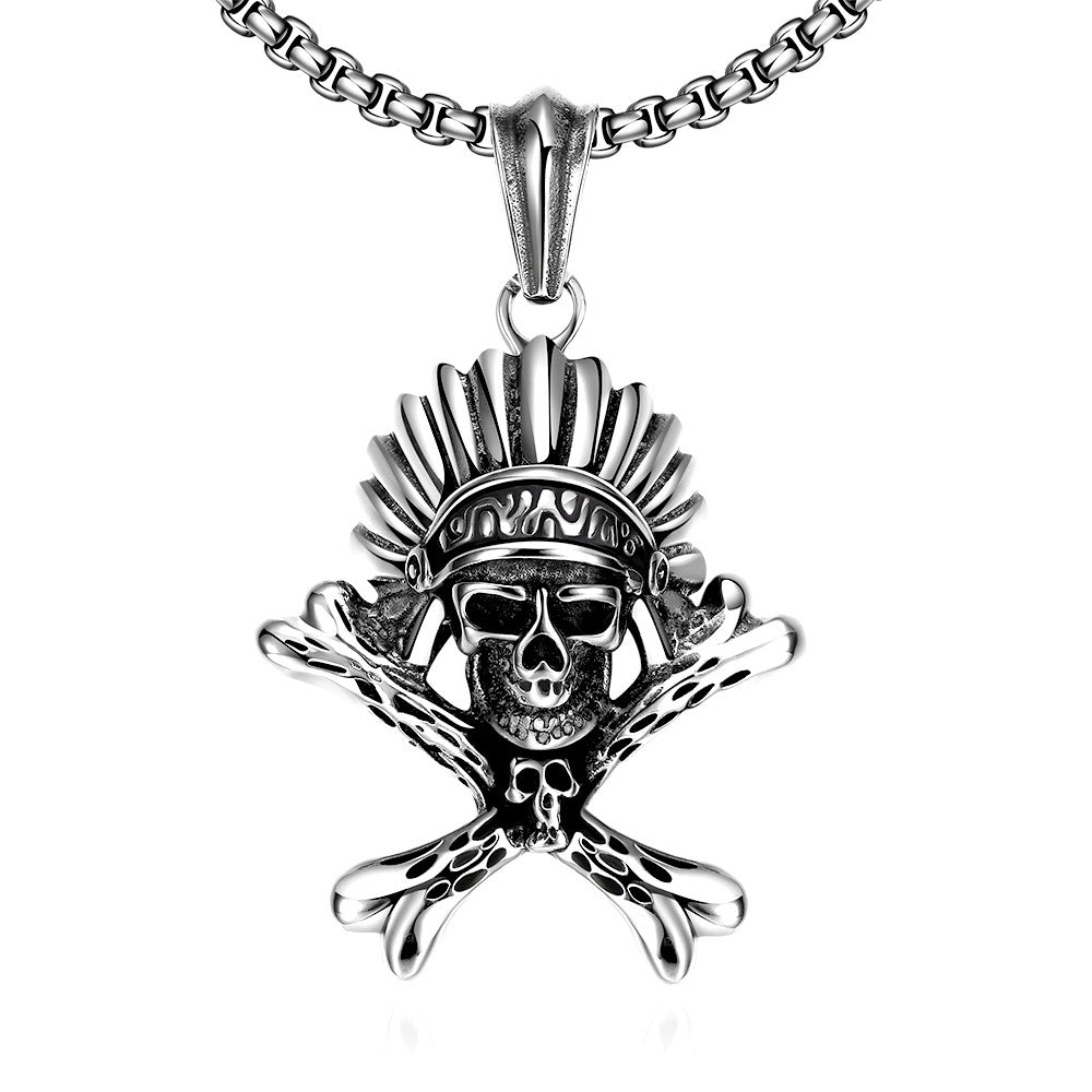 Chief Skull Emblem Stainless Steel Necklace