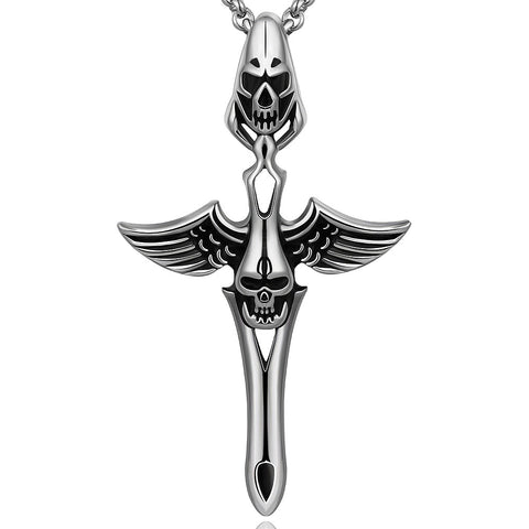 Skull Arrow Emblem Stainless Steel Necklace