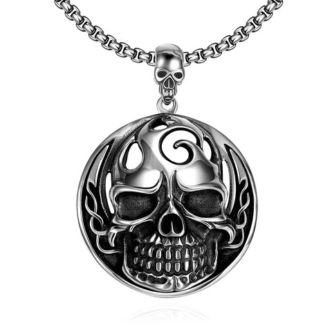 Thick Skull Emblem Stainless Steel Necklace