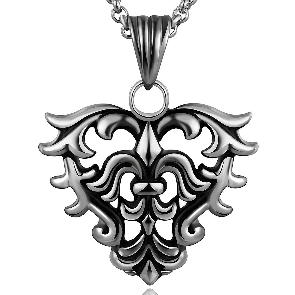 Hollow Hearts Emblem Stainless Steel Necklace