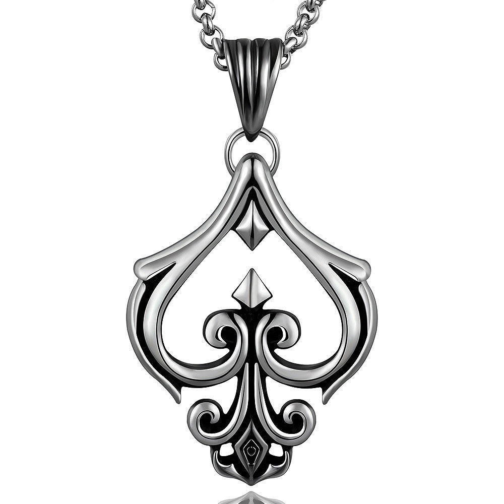 Hollow Spade Emlem Stainless Steel Necklace