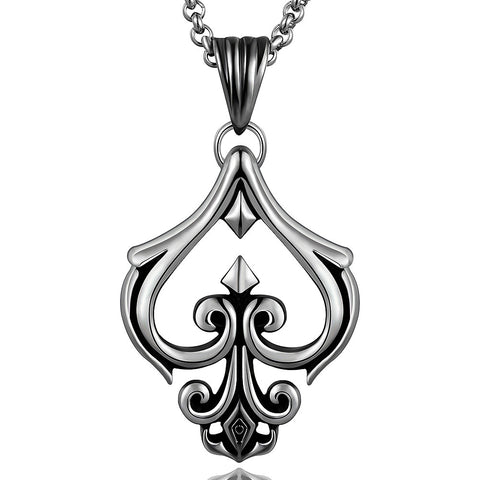 Hollow Spade Emlem Stainless Steel Necklace