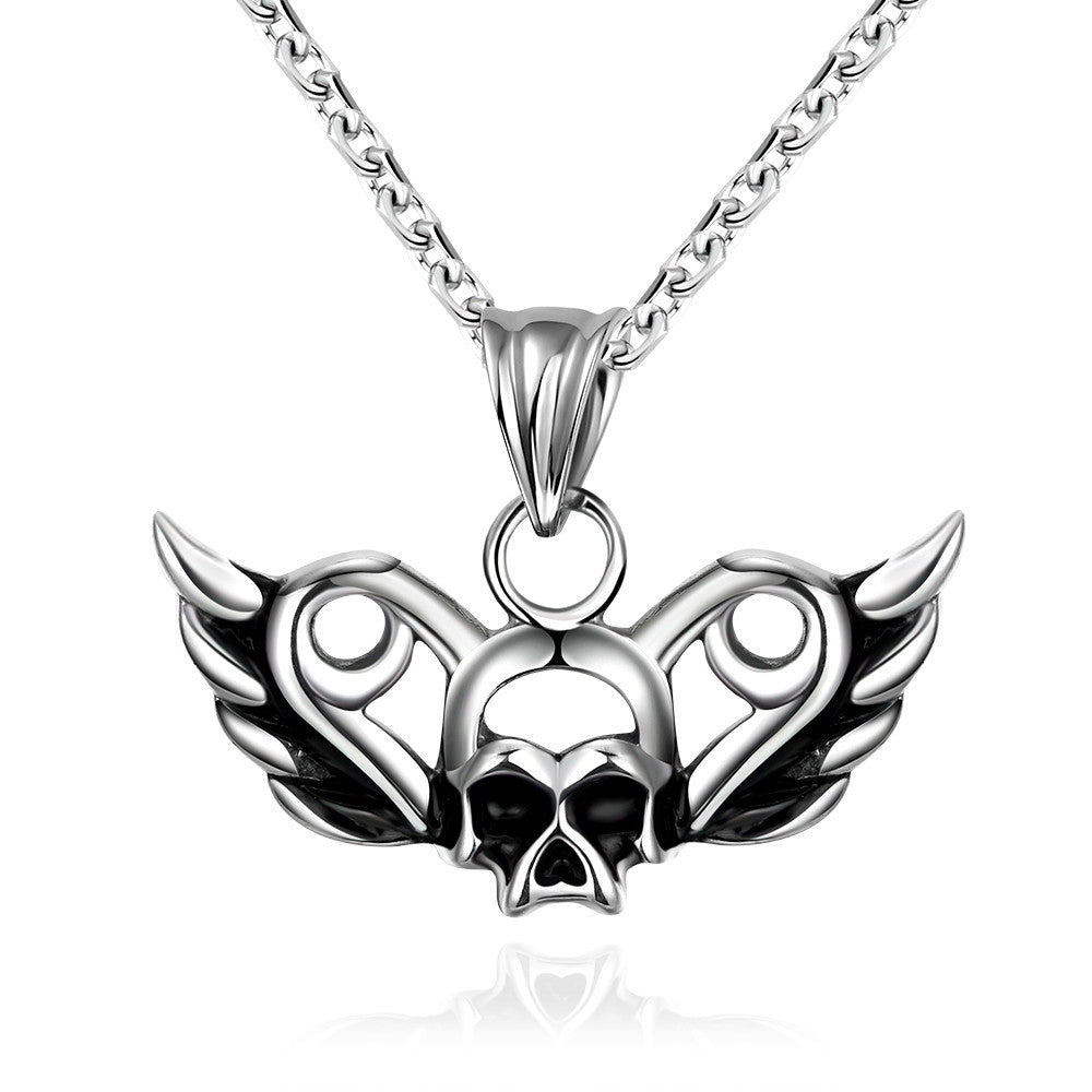 Flying Skull Emblem Stainless Steel Necklace