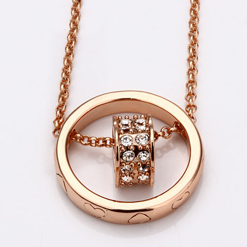 Rose Gold Plated Rolling Hearts Necklace