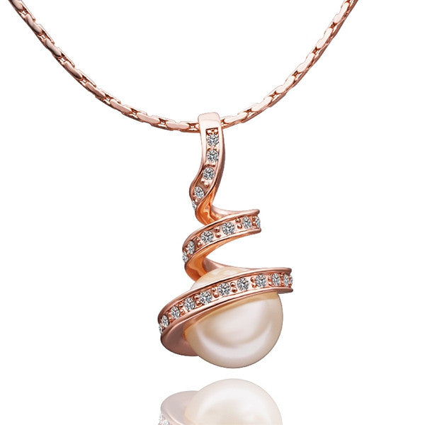 Gold Plated Spiral Pearl Design Necklace