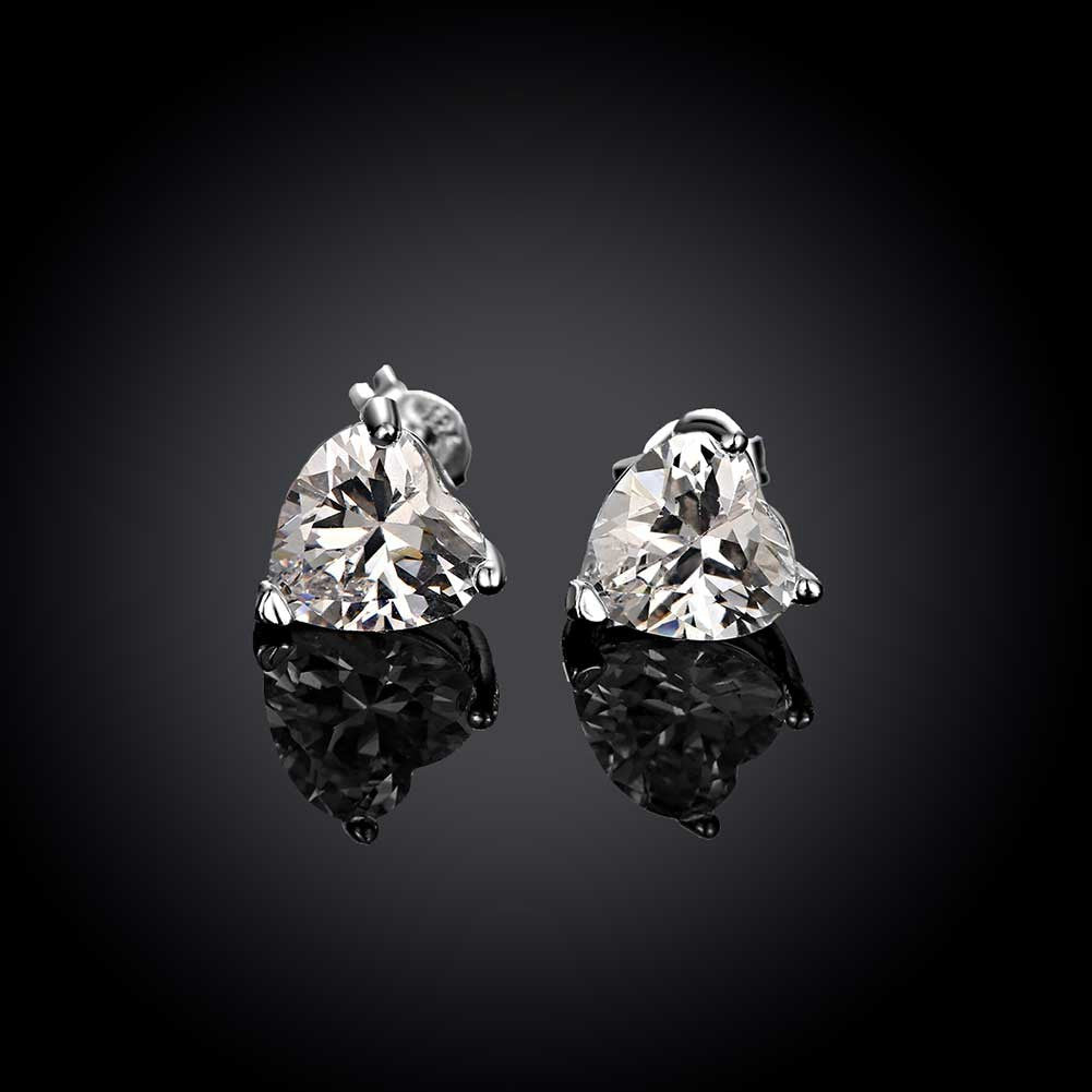 18K White Gold Plated Heart Shaped Crystal Stud Earring