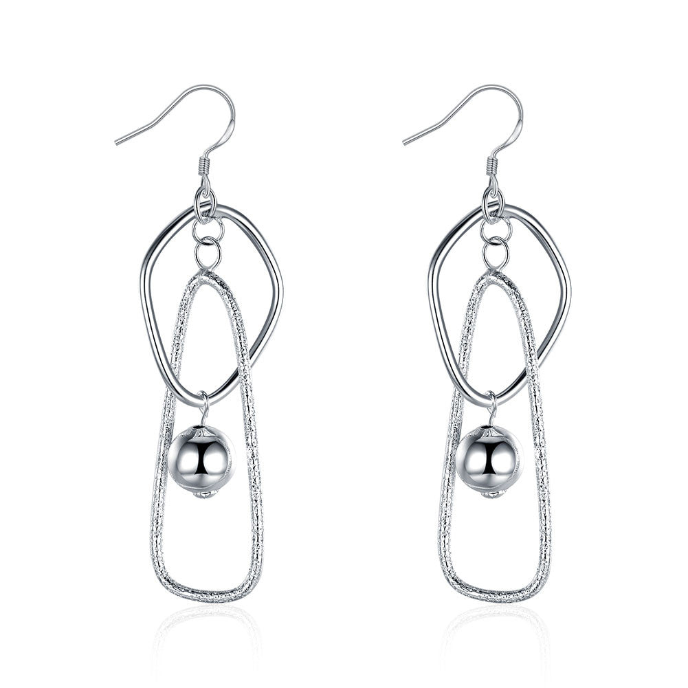 18K White Gold Plated Abstract Pyramid Drop Earring