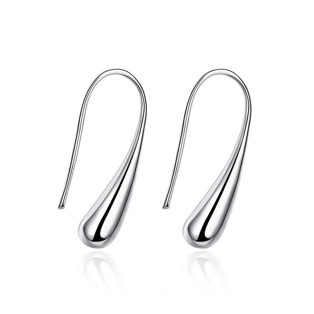 Teardrop Threader Earring in White Gold Plated