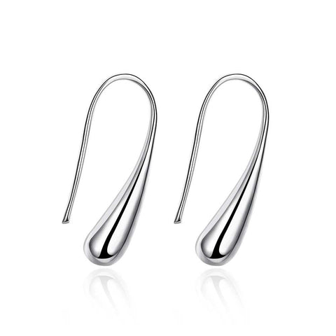 Teardrop Threader Earring in White Gold Plated